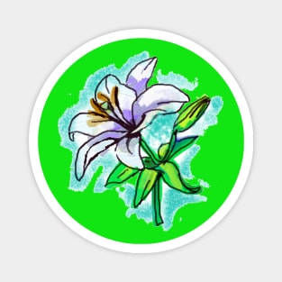 white lily art Magnet